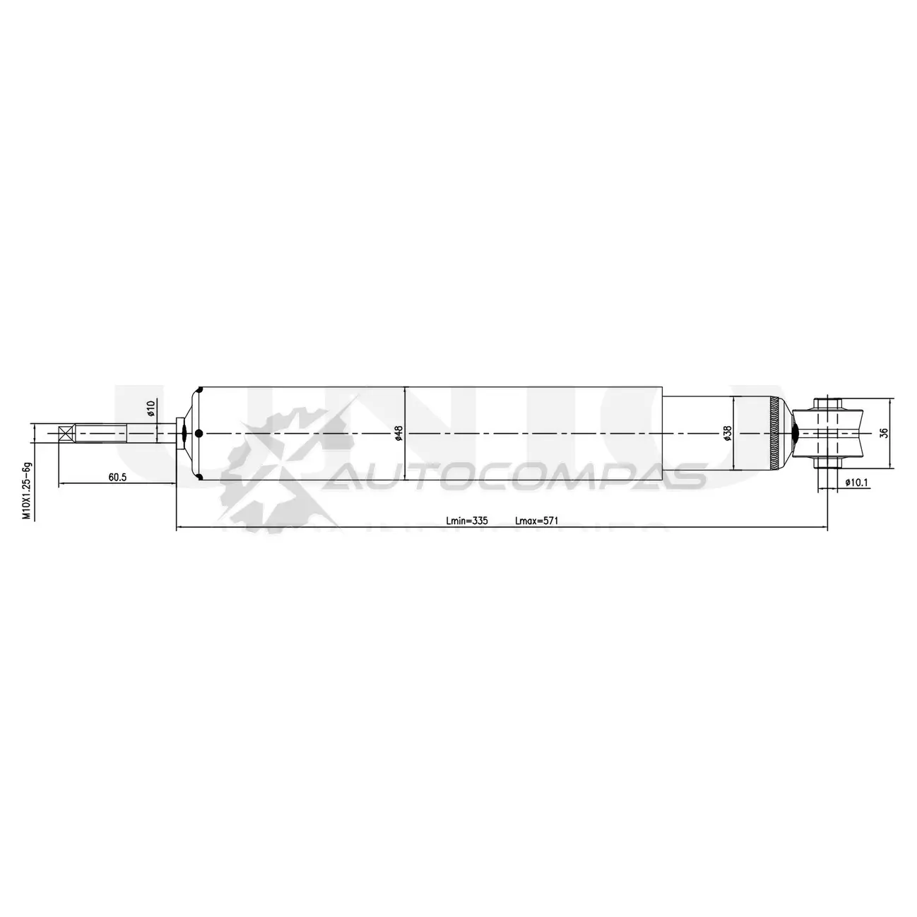 Амортизатор газовый задней подвески UNIO SAB-10404 PG 6HP 1441312791