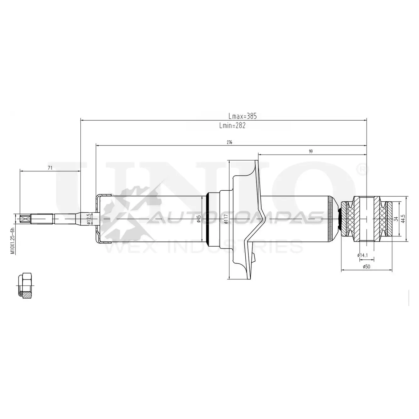 Амортизатор газовый задней подвески UNIO SAB-10545 1441312793 R BE819C