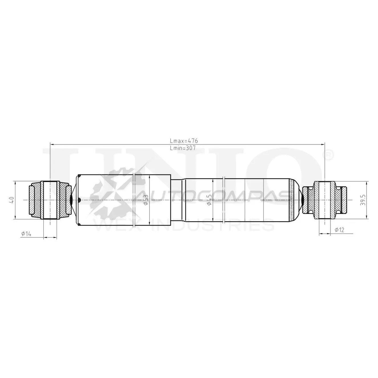 Амортизатор газовый задней подвески UNIO S V87H SAB-10434 1441312794