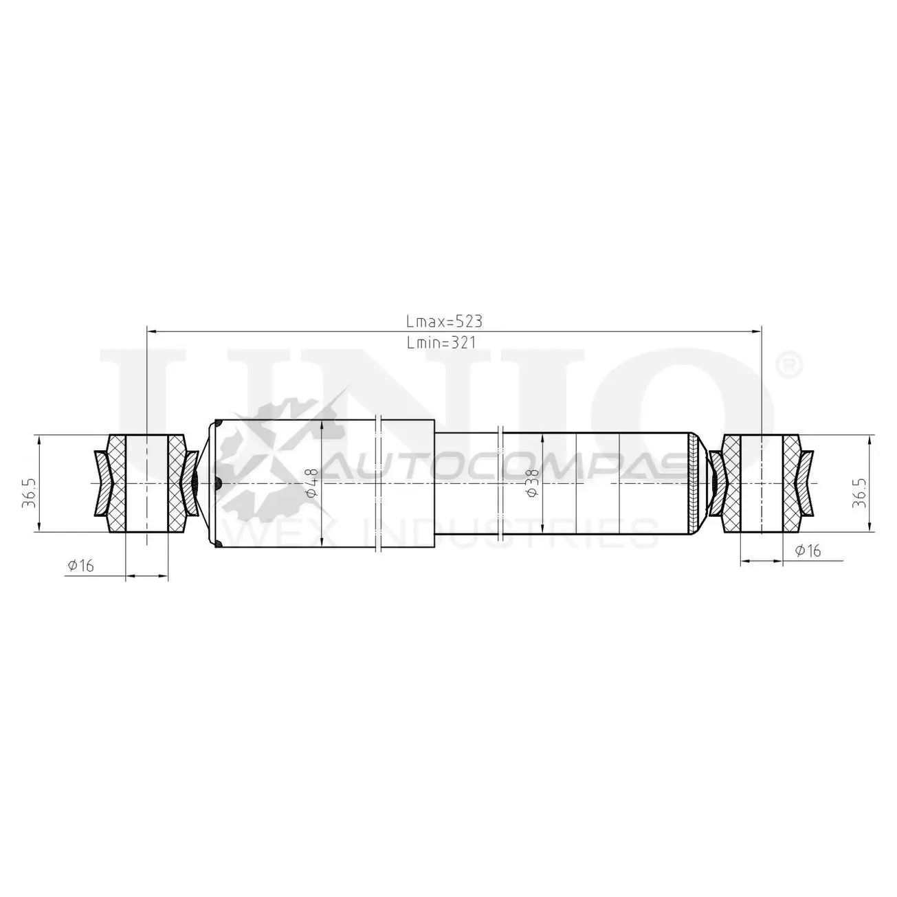 Амортизатор газовый задней подвески UNIO SAB-10509 CVYU 9E 1441312800