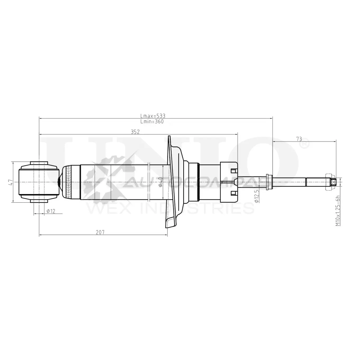 Амортизатор газовый задней подвески UNIO T LS3A9A SAB-10453 1441312813