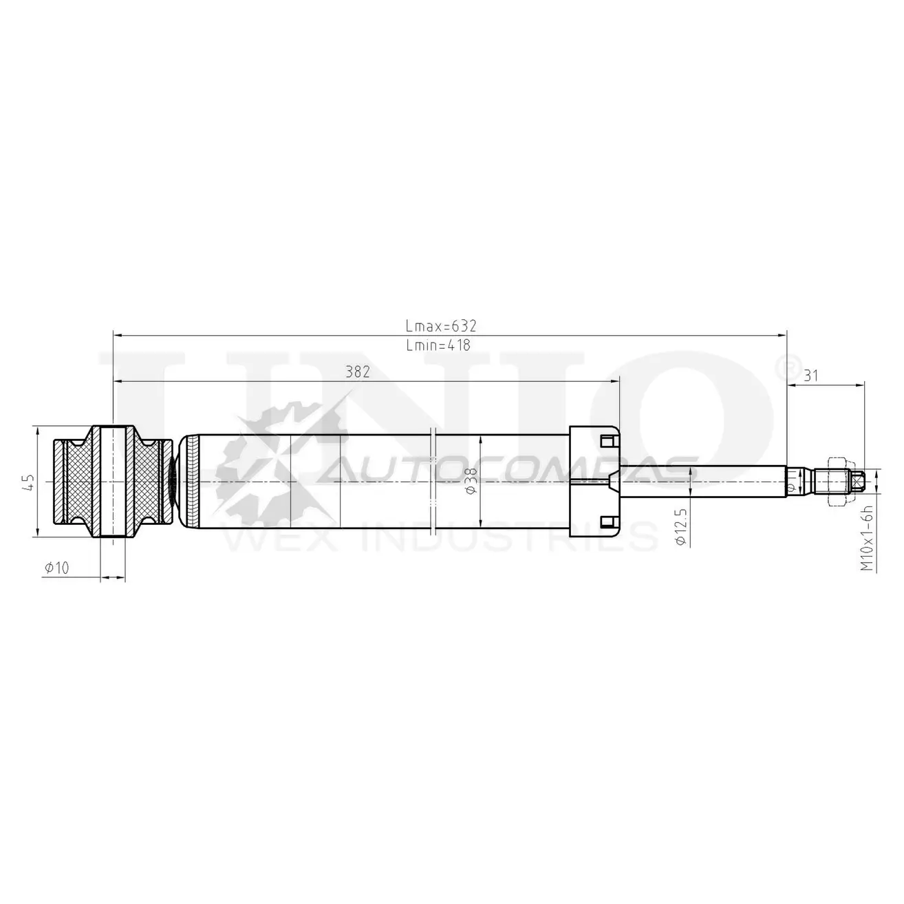 Амортизатор газовый задней подвески UNIO 1441312817 SAB-10402 9 720C2U