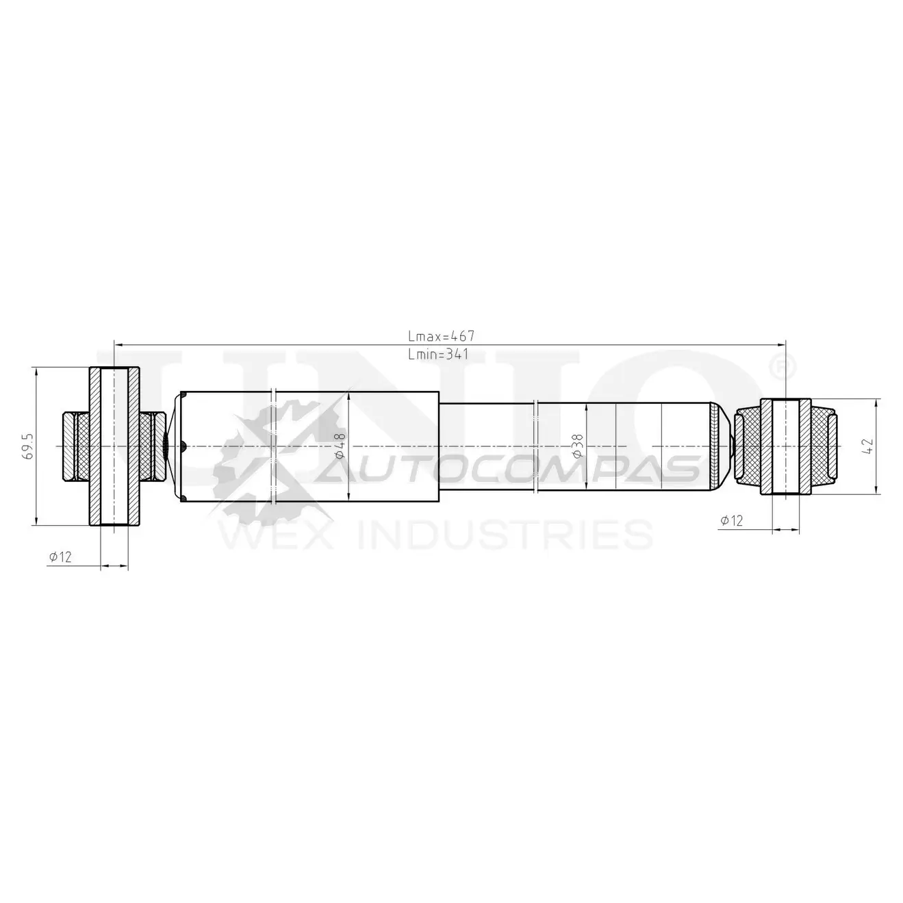 Амортизатор газовый задней подвески UNIO 8N SY4LK SAB-10648 1441312824