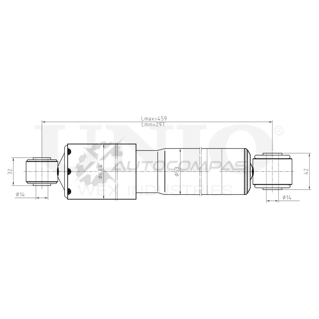 Амортизатор газовый задней подвески UNIO SAB-10455 1441312826 8D8 D7