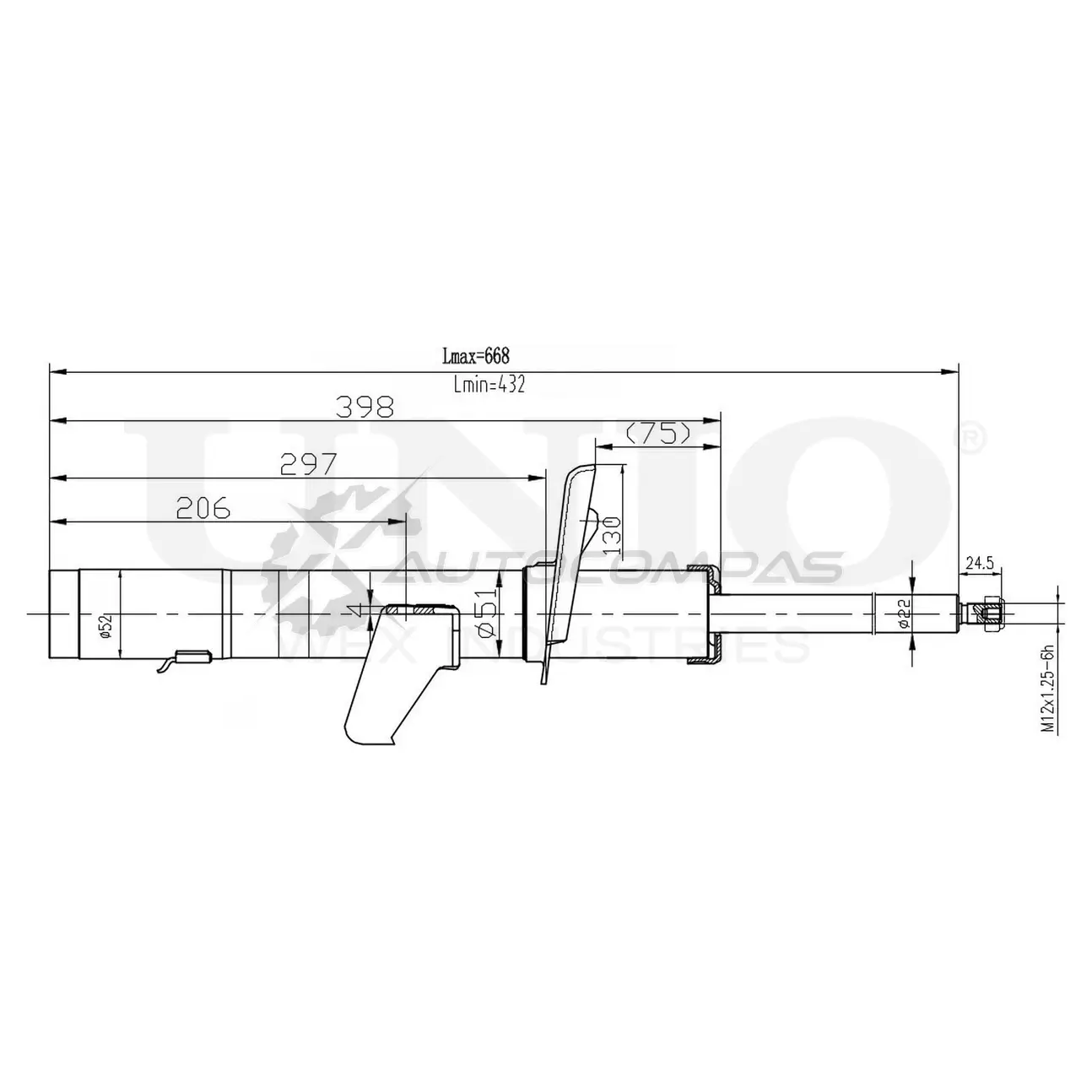 Амортизатор газовый задней подвески UNIO 1441312832 SAB-10630 Q DWCT