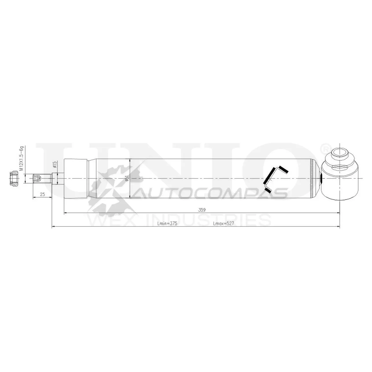 Амортизатор газовый задней подвески левый UNIO PB1T 43 SAB-10372 1441312843