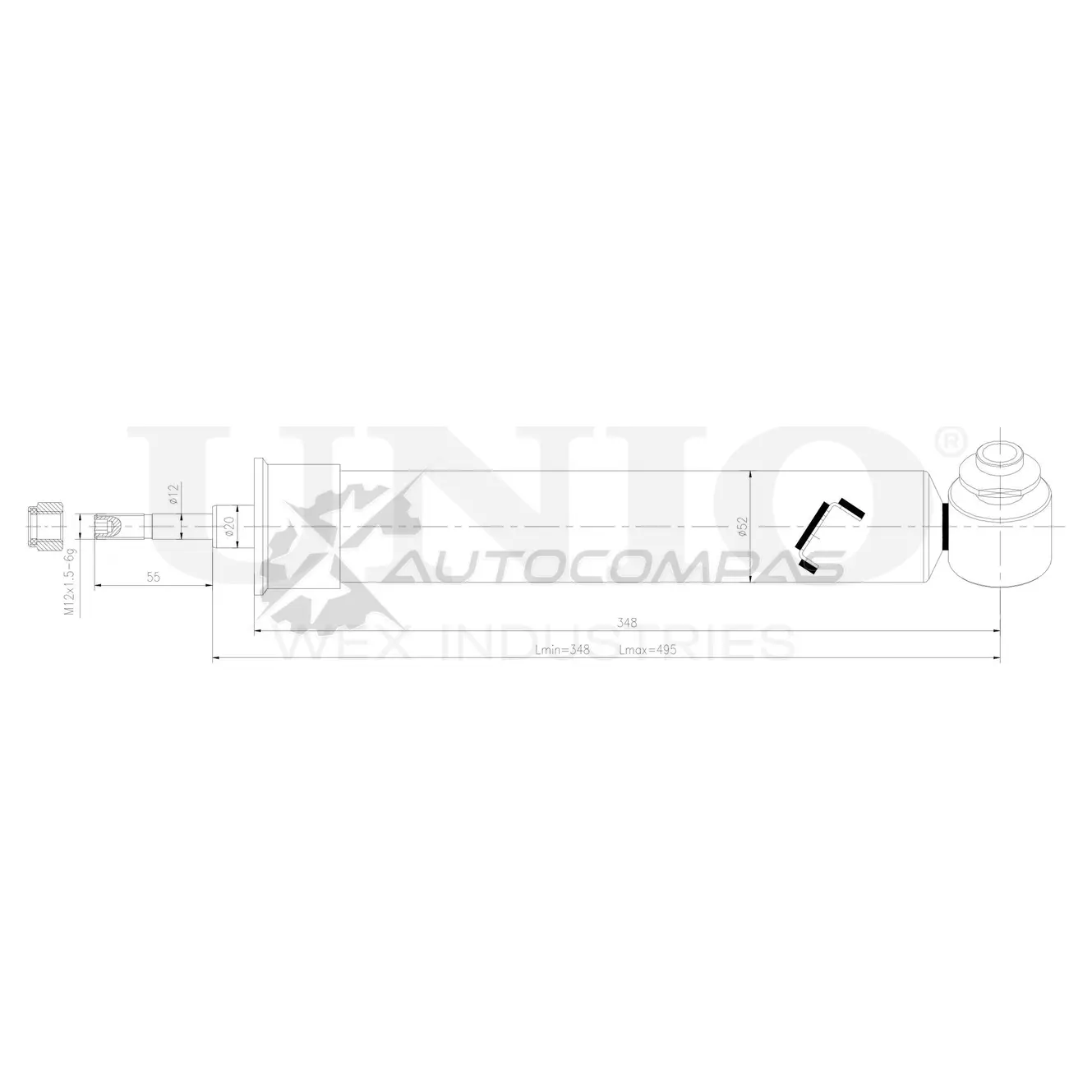 Амортизатор газовый задней подвески левый UNIO SAB-10377 1441312853 E1 RGU