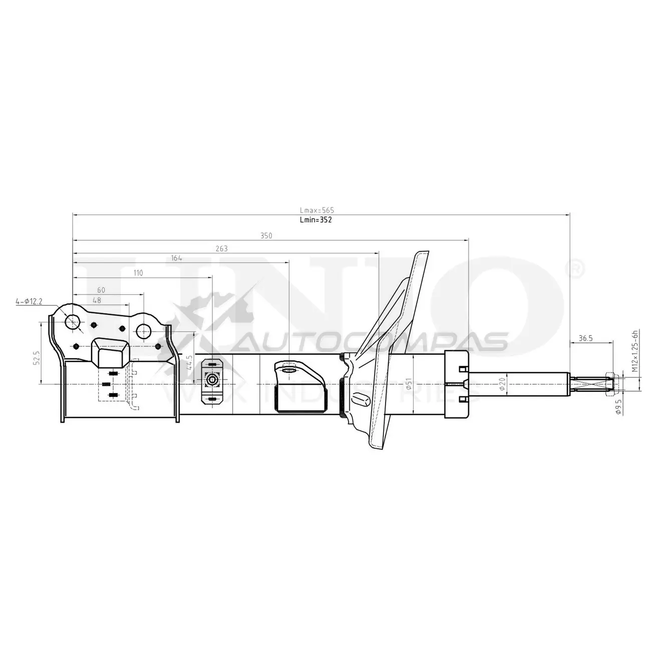 Амортизатор газовый задней подвески левый UNIO SAB-10296 1441312857 F XLEO2U