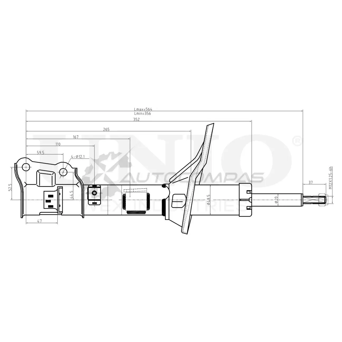 Амортизатор газовый задней подвески правый UNIO KQ9 LQP SAB-10133 1441312865