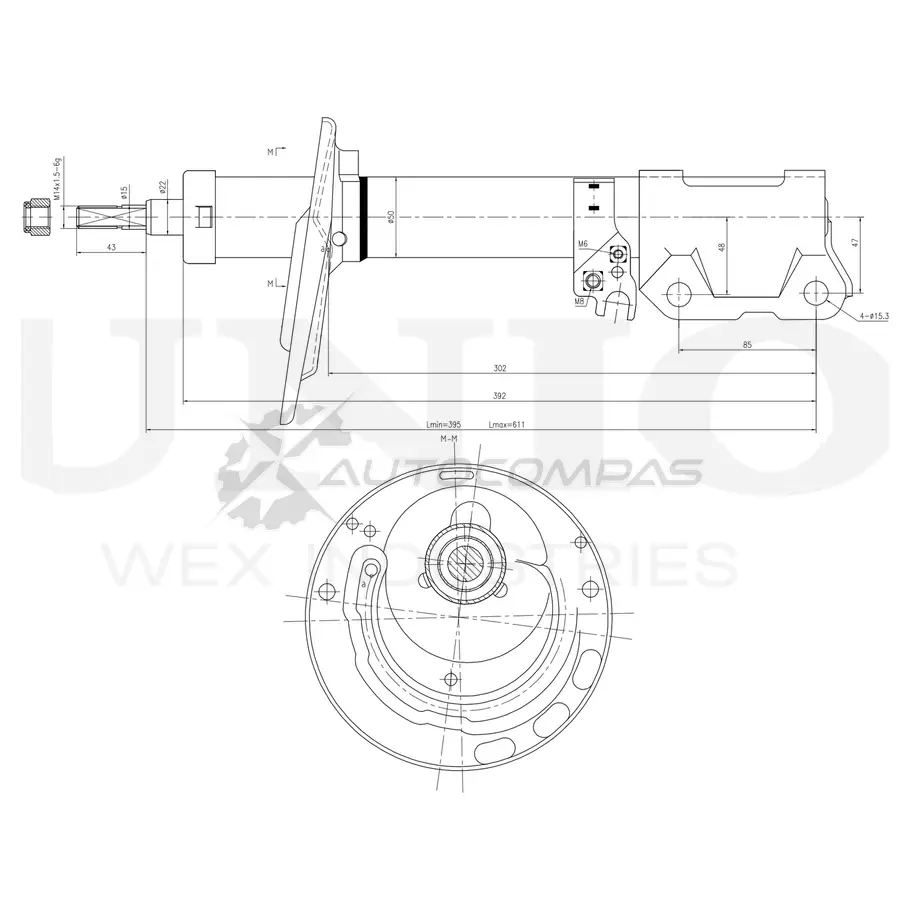 Амортизатор газовый задней подвески правый UNIO SAB-10189 XP5O 7 1441312873