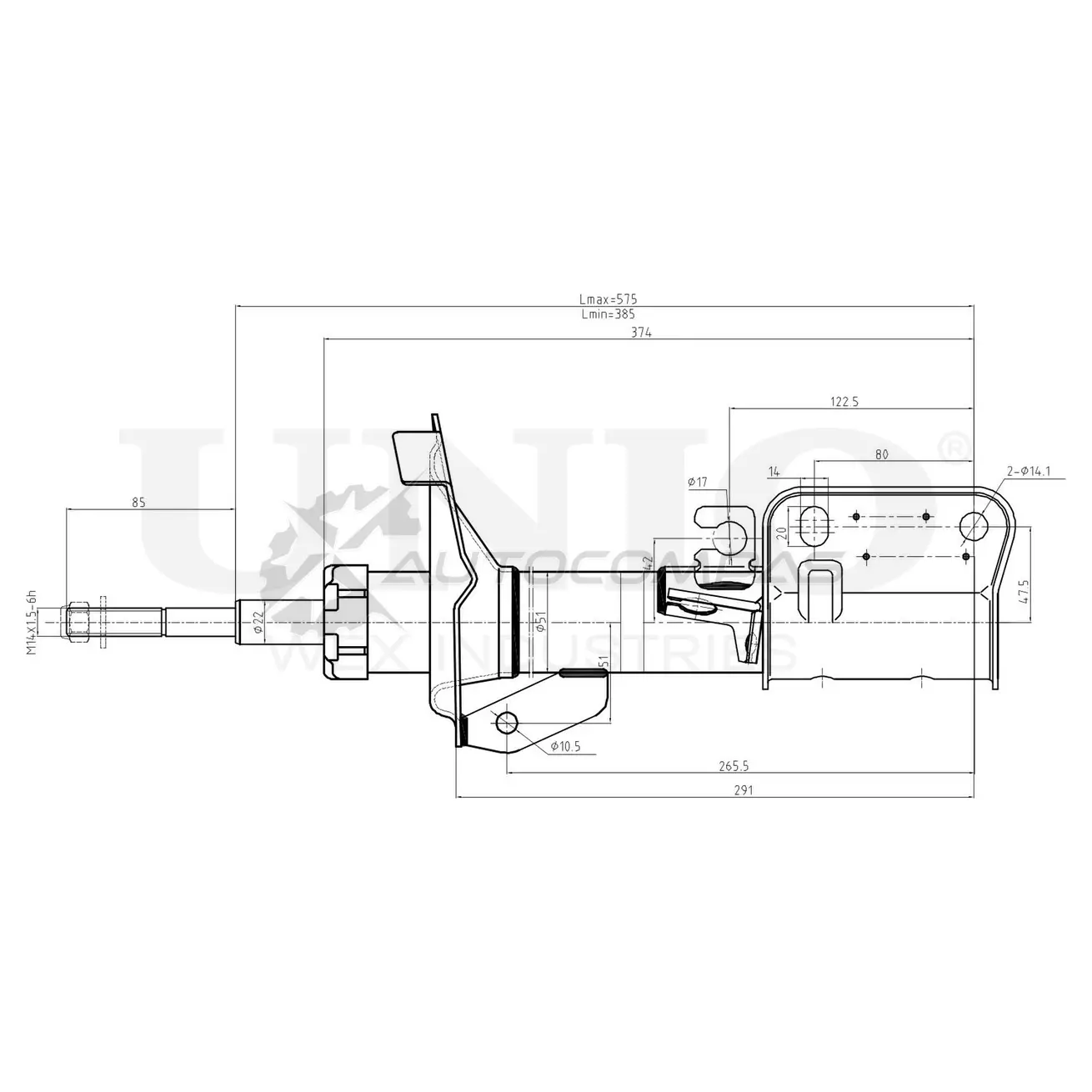 Амортизатор газовый передней подвески UNIO 9F6Q V 1441312892 SAB-10612