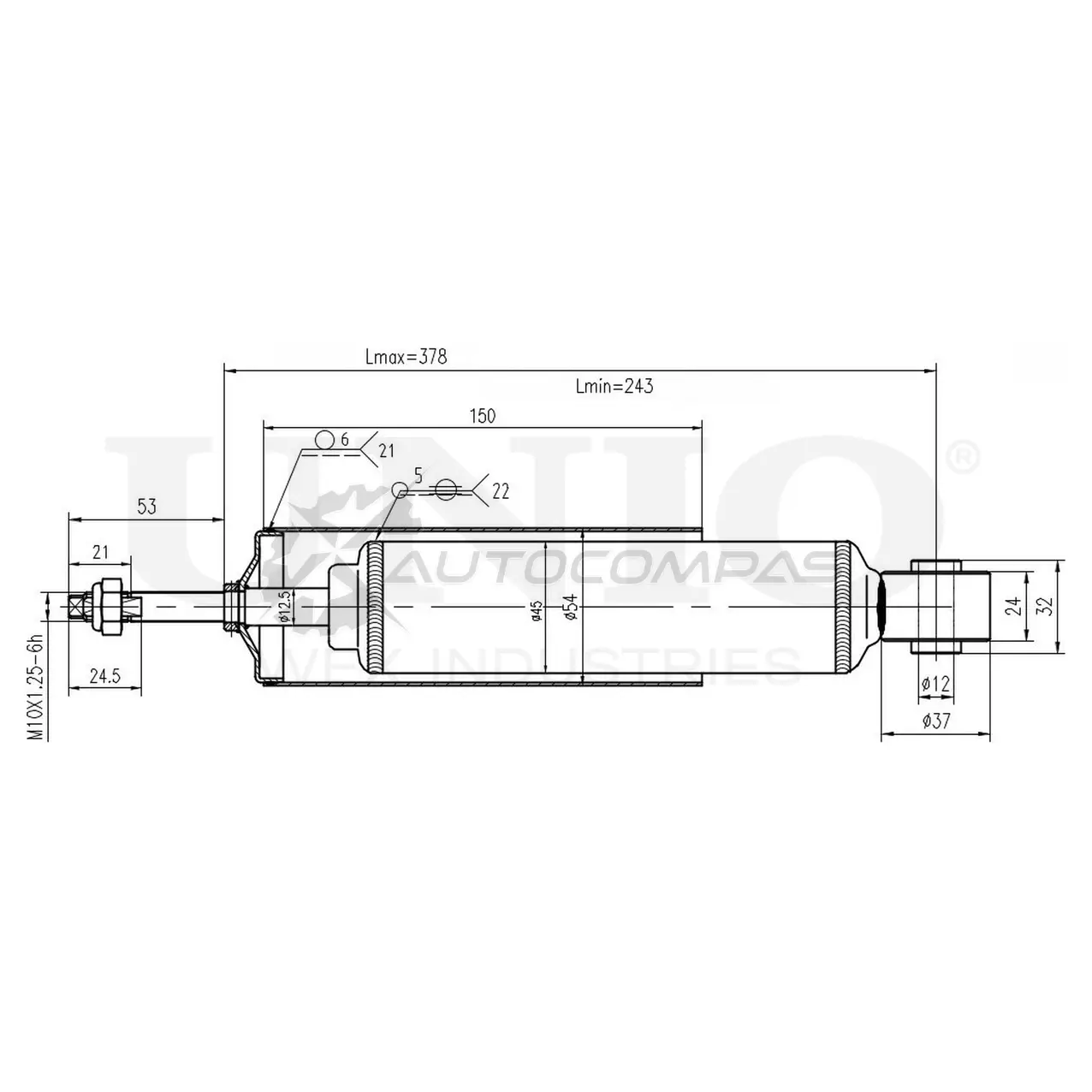 Амортизатор газовый передней подвески UNIO 1441312909 G3O J042 SAB-10436