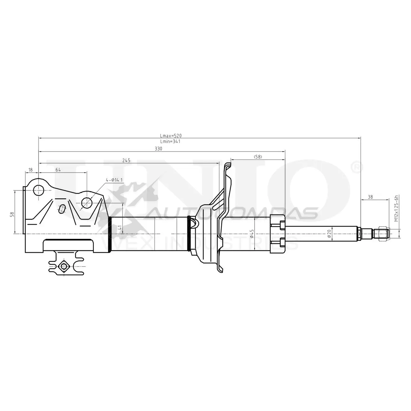 Амортизатор газовый передней подвески UNIO 1441312912 SAB-10619 DRVJ VJ7