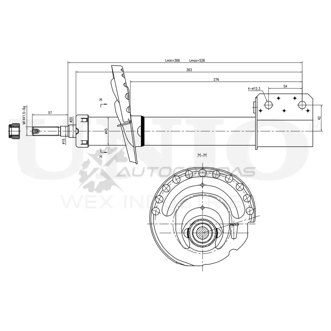 Амортизатор газовый передней подвески UNIO IL S9P SAB-10732 1441312923