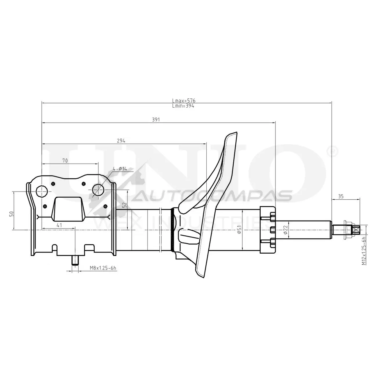 Амортизатор газовый передней подвески UNIO SAB-10627 1441312929 Y 6HX4