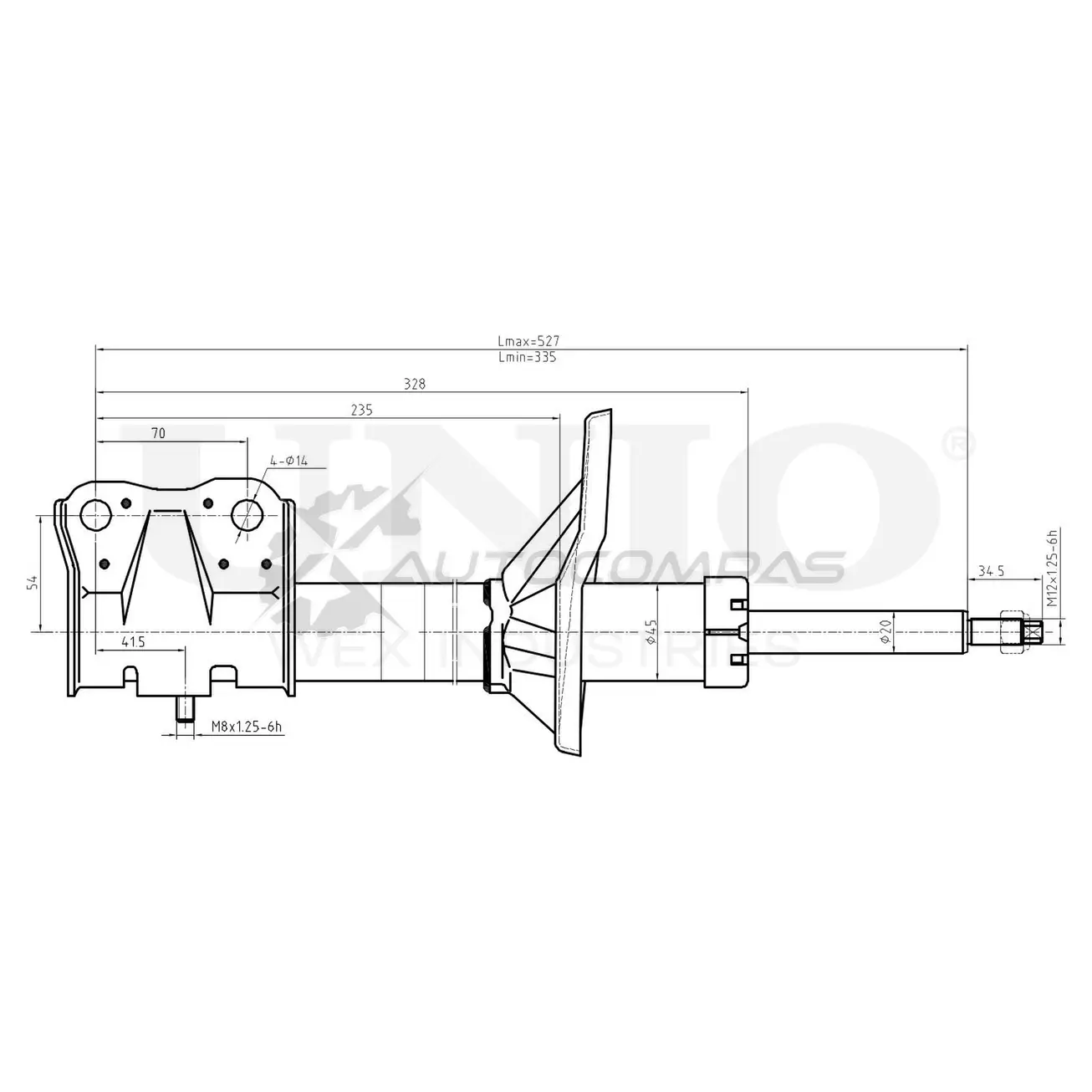 Амортизатор газовый передней подвески UNIO 1441312930 3XD5L DZ SAB-10710