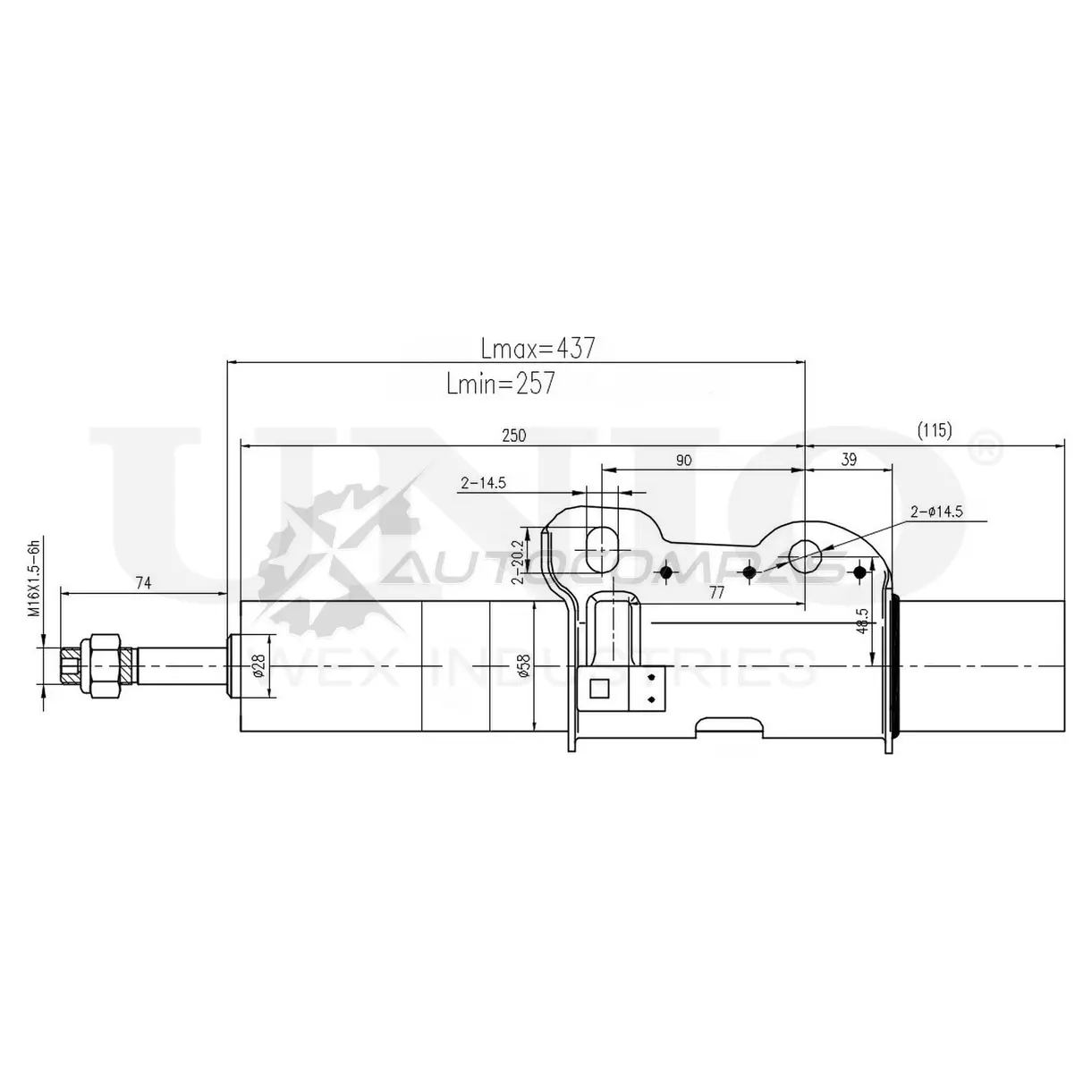Амортизатор газовый передней подвески UNIO BW 2RNA SAB-10596 1441312932