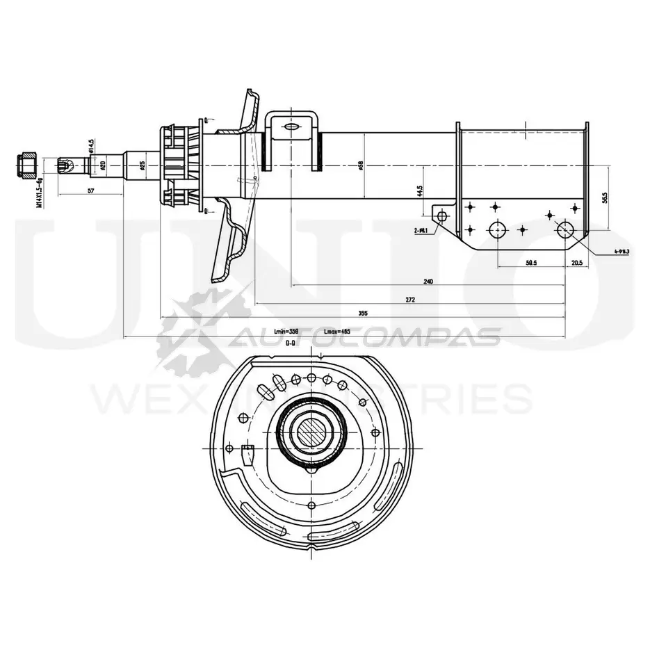 Амортизатор газовый передней подвески UNIO UVVEM N 1441312937 SAB-10700
