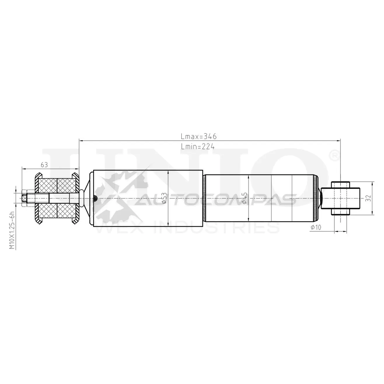 Амортизатор газовый передней подвески UNIO 1441312950 6 YZY7Z SAB-10520