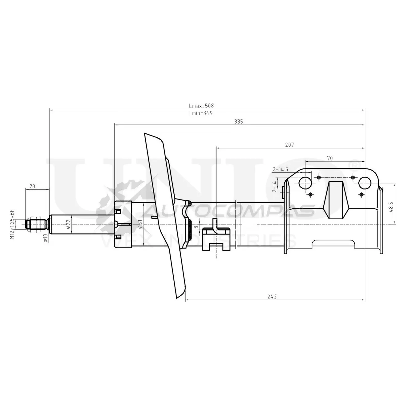 Амортизатор газовый передней подвески UNIO 1441312953 JA B84 SAB-10672