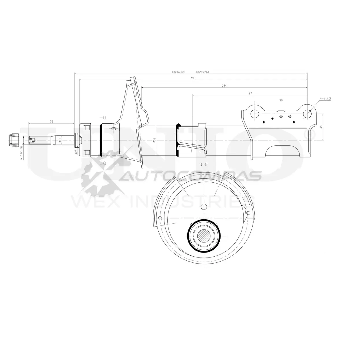 Амортизатор газовый передней подвески UNIO SAB-10701 1441312955 UW8P 9