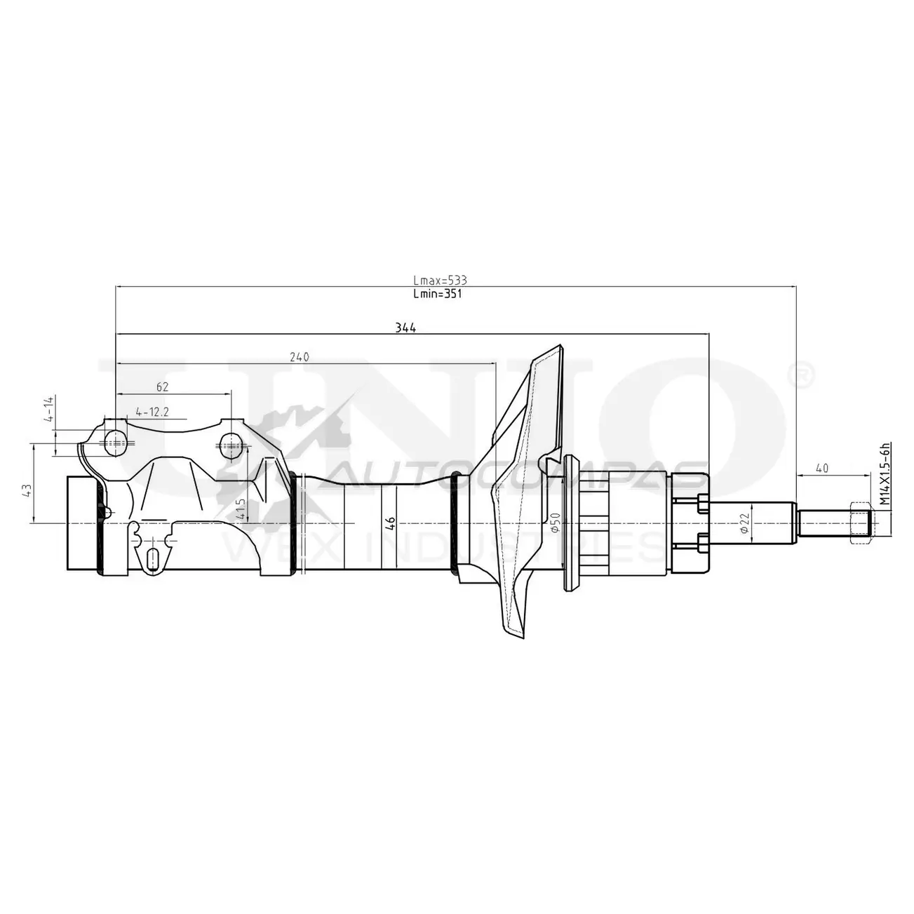 Амортизатор газовый передней подвески UNIO 1441312961 8V NSEE SAB-10725