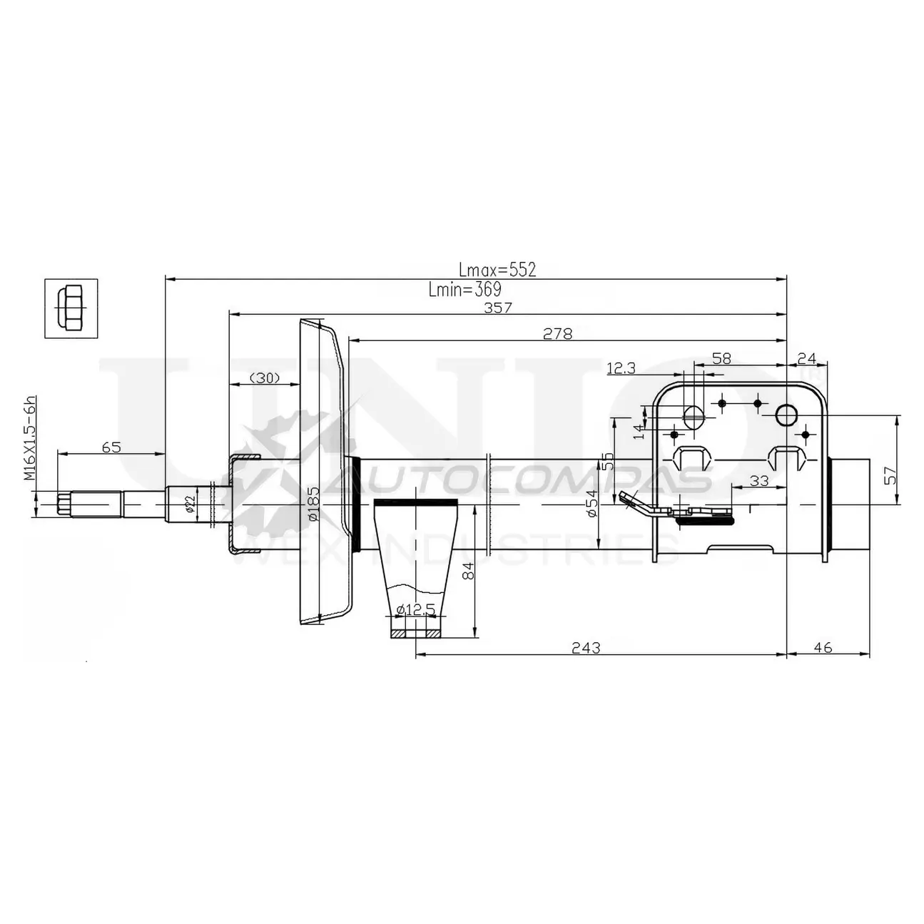 Амортизатор газовый передней подвески UNIO SAB-10607 1441312964 L8A 9T