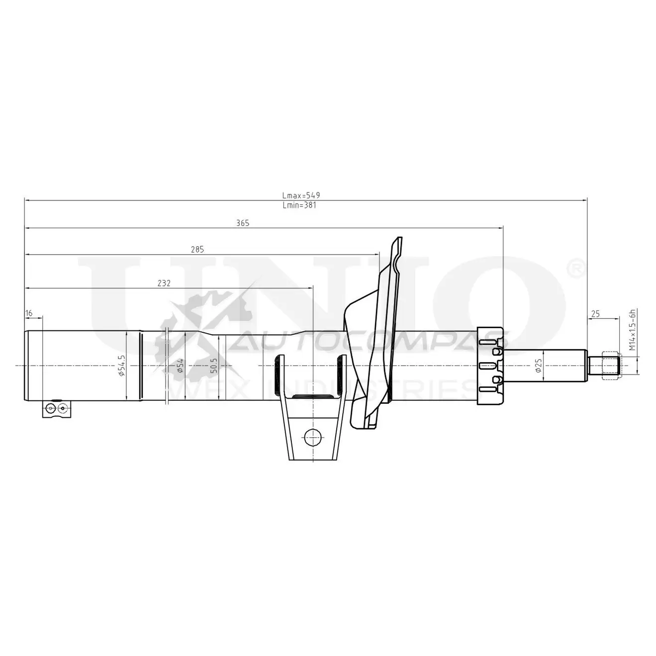 Амортизатор газовый передней подвески UNIO RG9P B 1441312966 SAB-10765