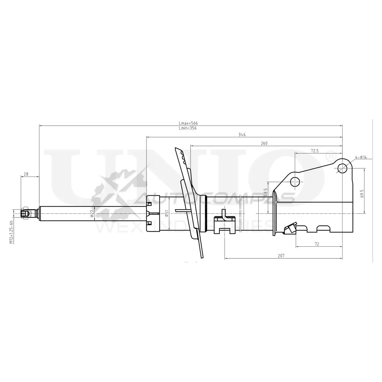 Амортизатор газовый передней подвески UNIO SAB-10620 F8 GPW 1441312967