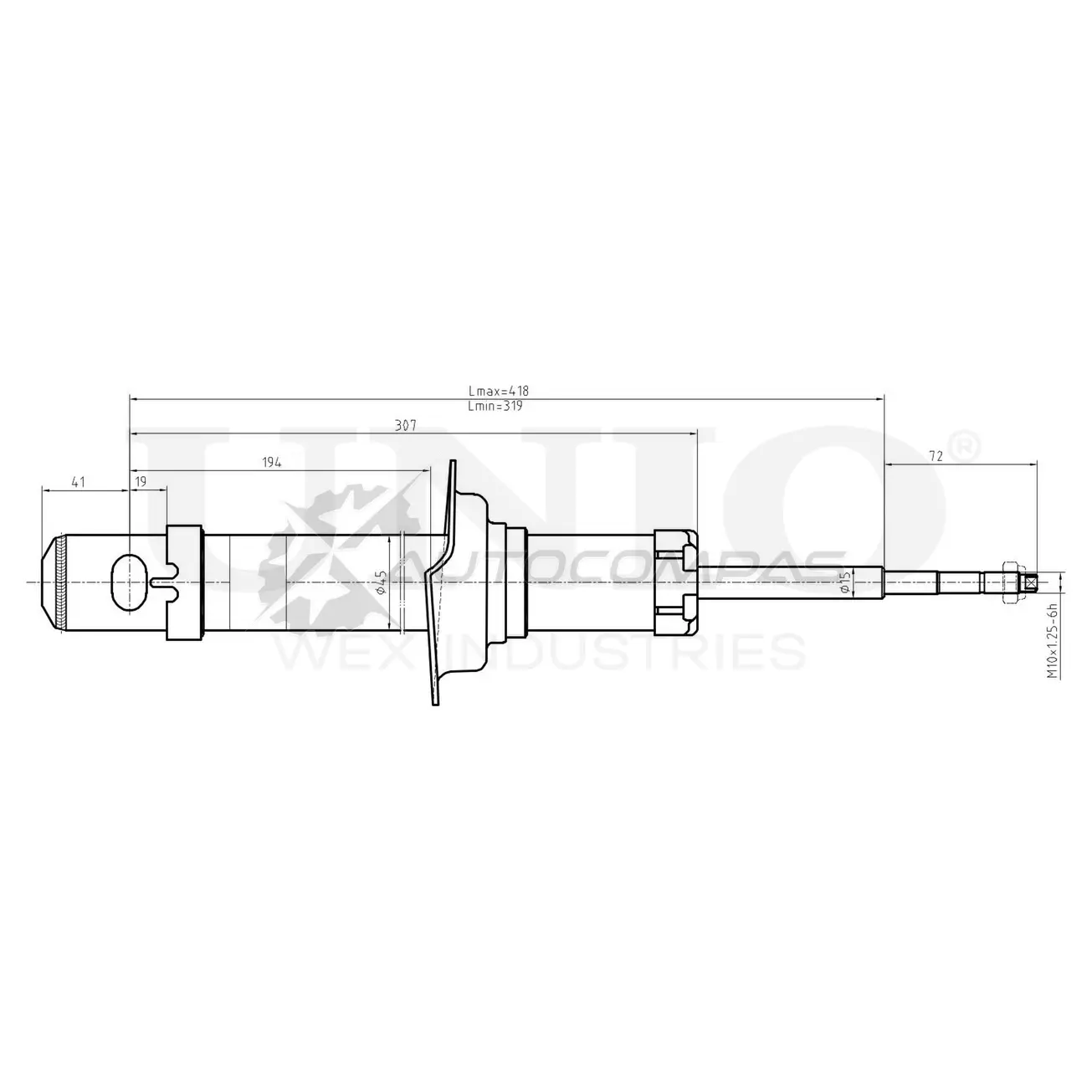 Амортизатор газовый передней подвески UNIO PSB1 EIH 1441312971 SAB-10567