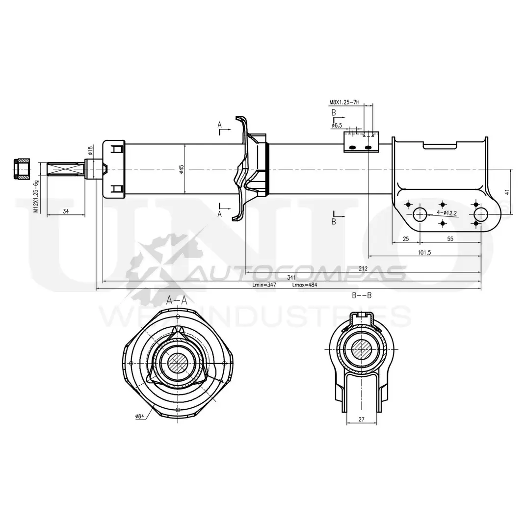 Амортизатор газовый передней подвески UNIO AB TKJ 1441312975 SAB-10751