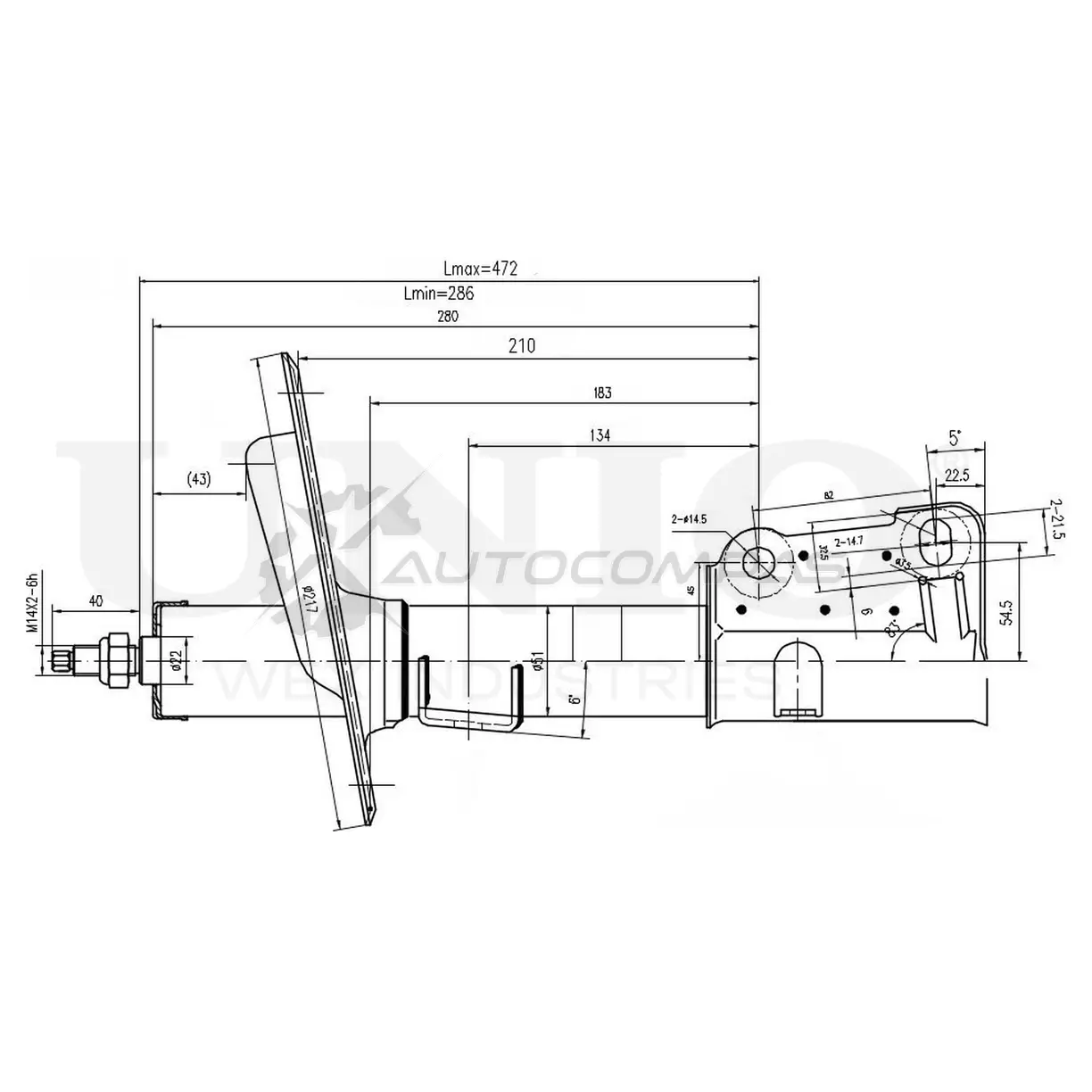 Амортизатор газовый передней подвески UNIO P5D5 X SAB-10622 1441312977