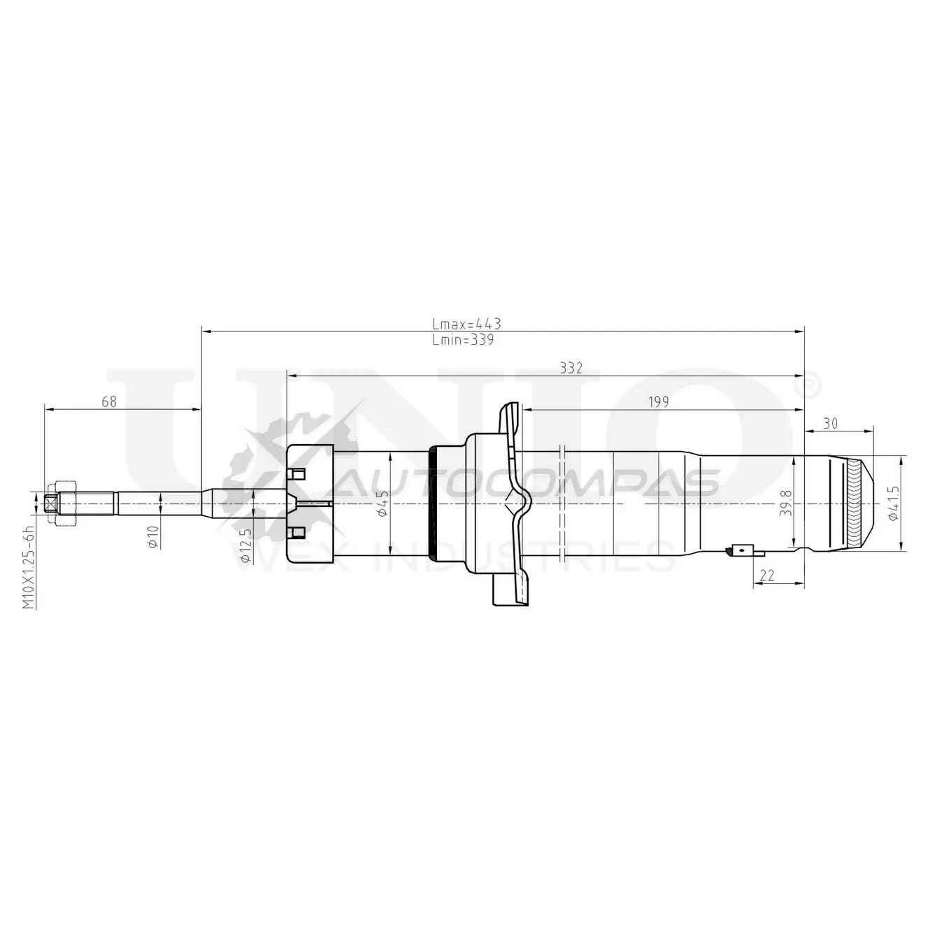 Амортизатор газовый передней подвески UNIO 1441312980 SAB-10550 VT EG18