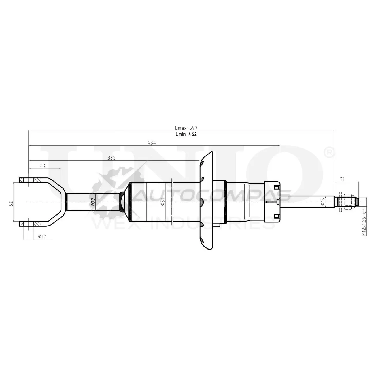 Амортизатор газовый передней подвески UNIO 1441312986 SAB-10465 DU2Y FZ
