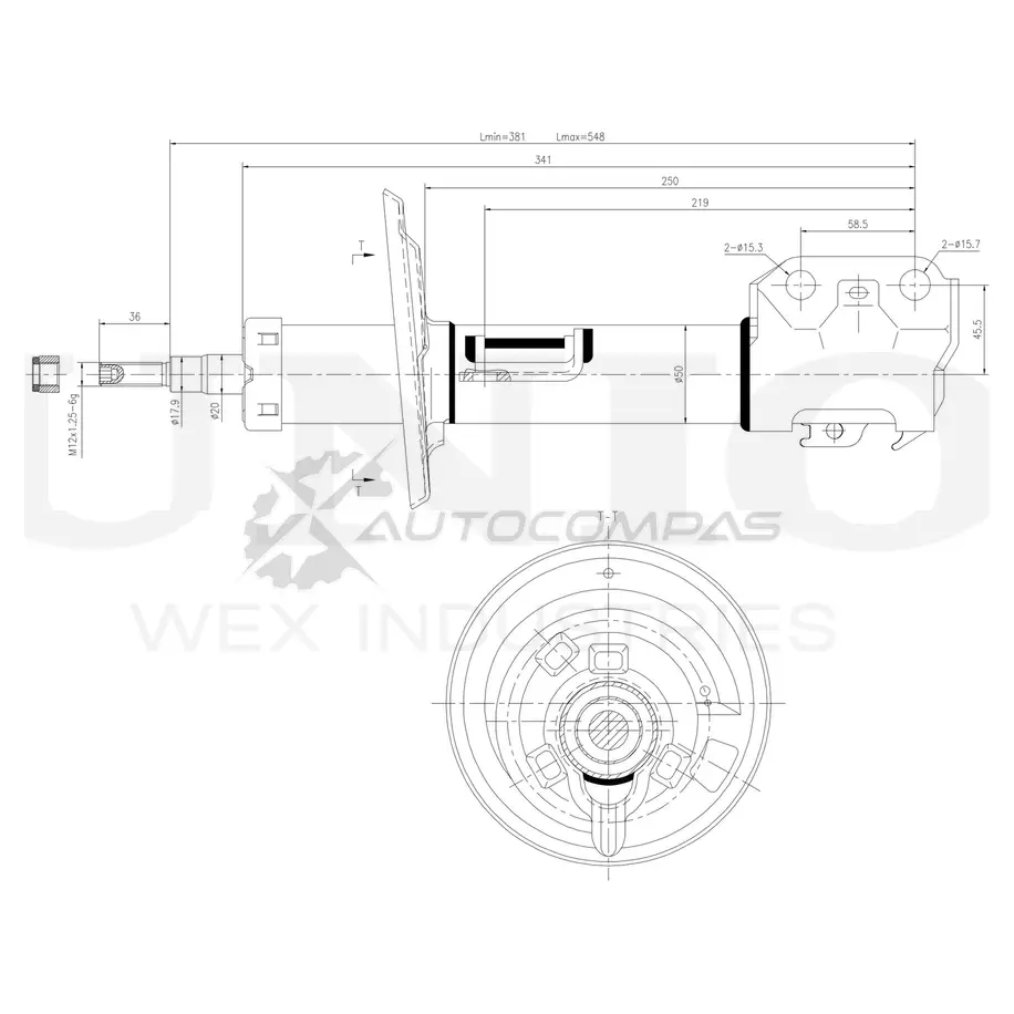 Амортизатор газовый передней подвески левый UNIO XFG WW 1441313029 SAB-10302