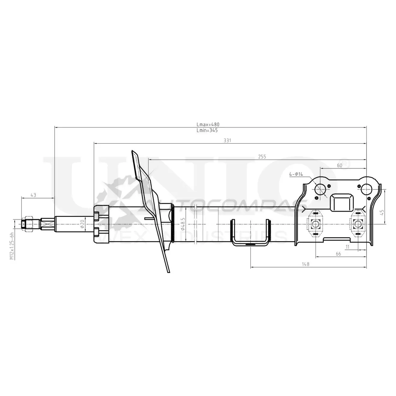 Амортизатор газовый передней подвески левый UNIO 1441313036 SAB-10254 DG KP5