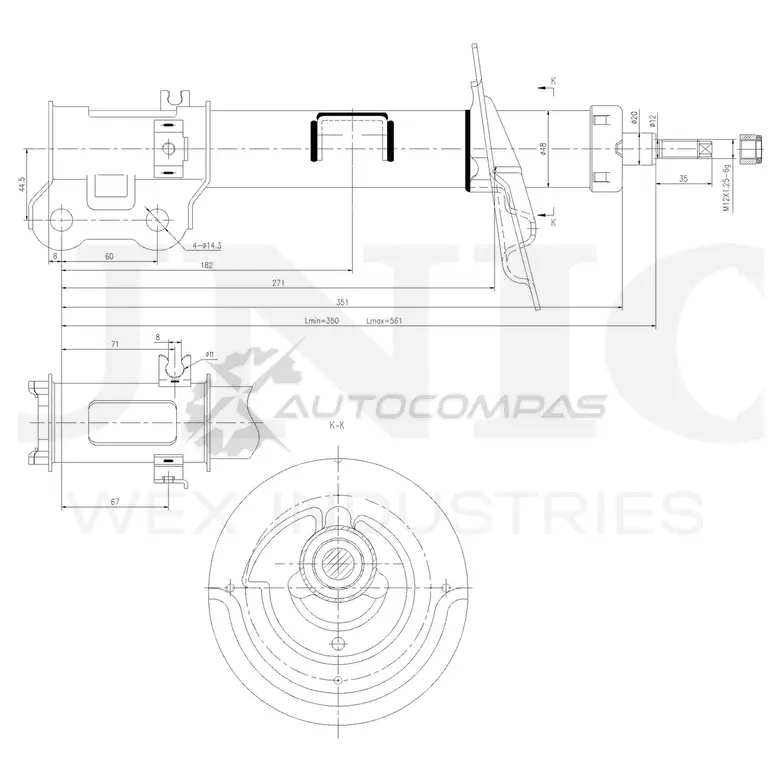Амортизатор газовый передней подвески левый UNIO SAB-10352 70B HC 1441313063