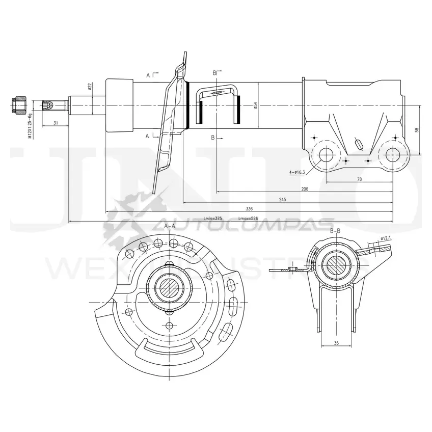 Амортизатор газовый передней подвески левый UNIO SAB-10780 G673U 4 1441313109