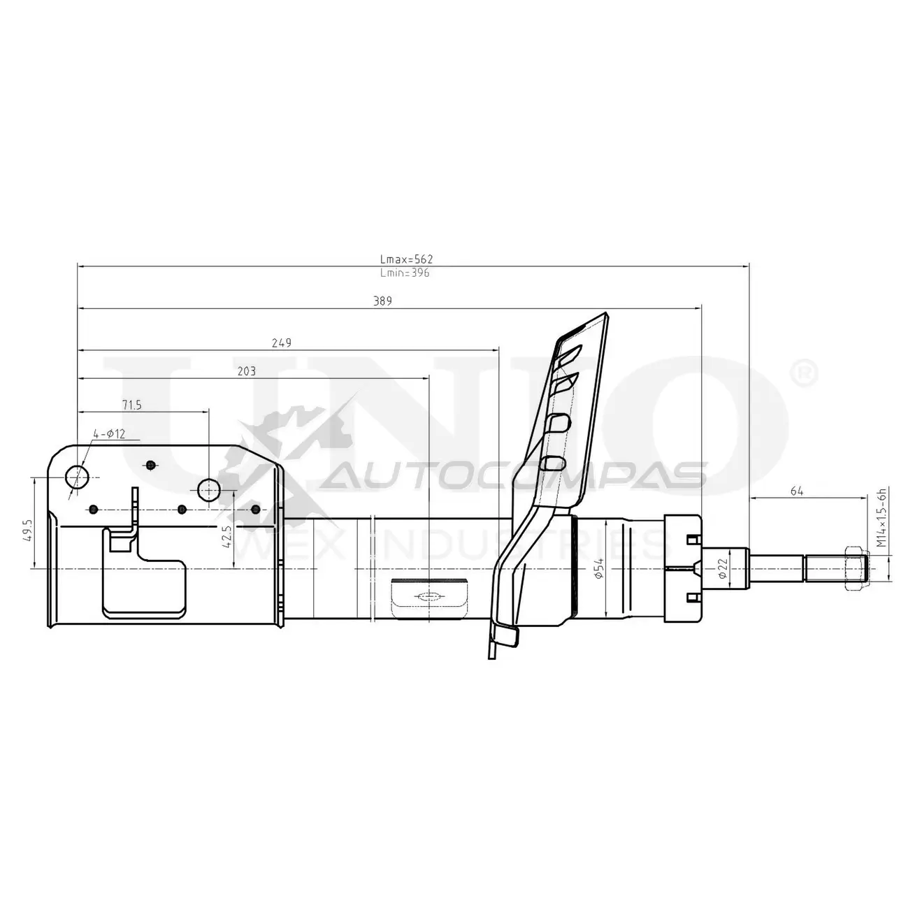 Амортизатор газовый передней подвески левый UNIO 1441313129 3 NFS7G SAB-10309
