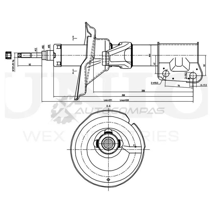 Амортизатор газовый передней подвески левый UNIO RJI WQ 1441313133 SAB-10229