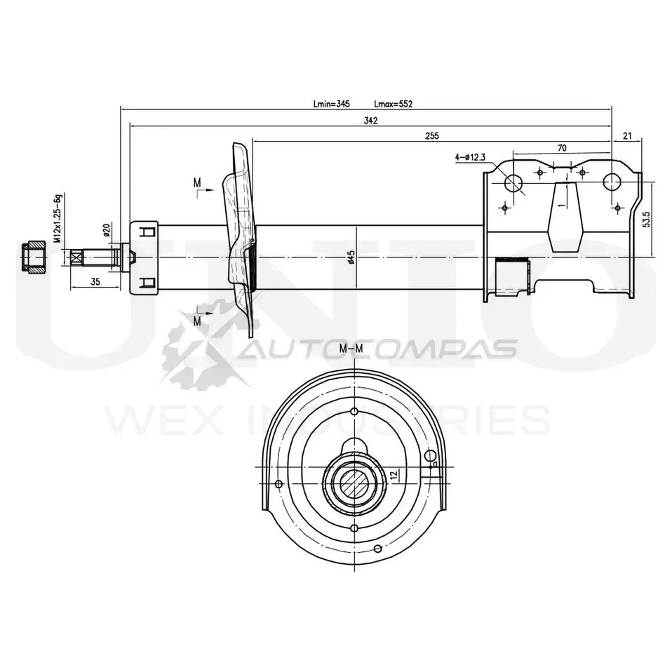 Амортизатор газовый передней подвески правый UNIO SAB-10249 1441313181 I8FWT3 2