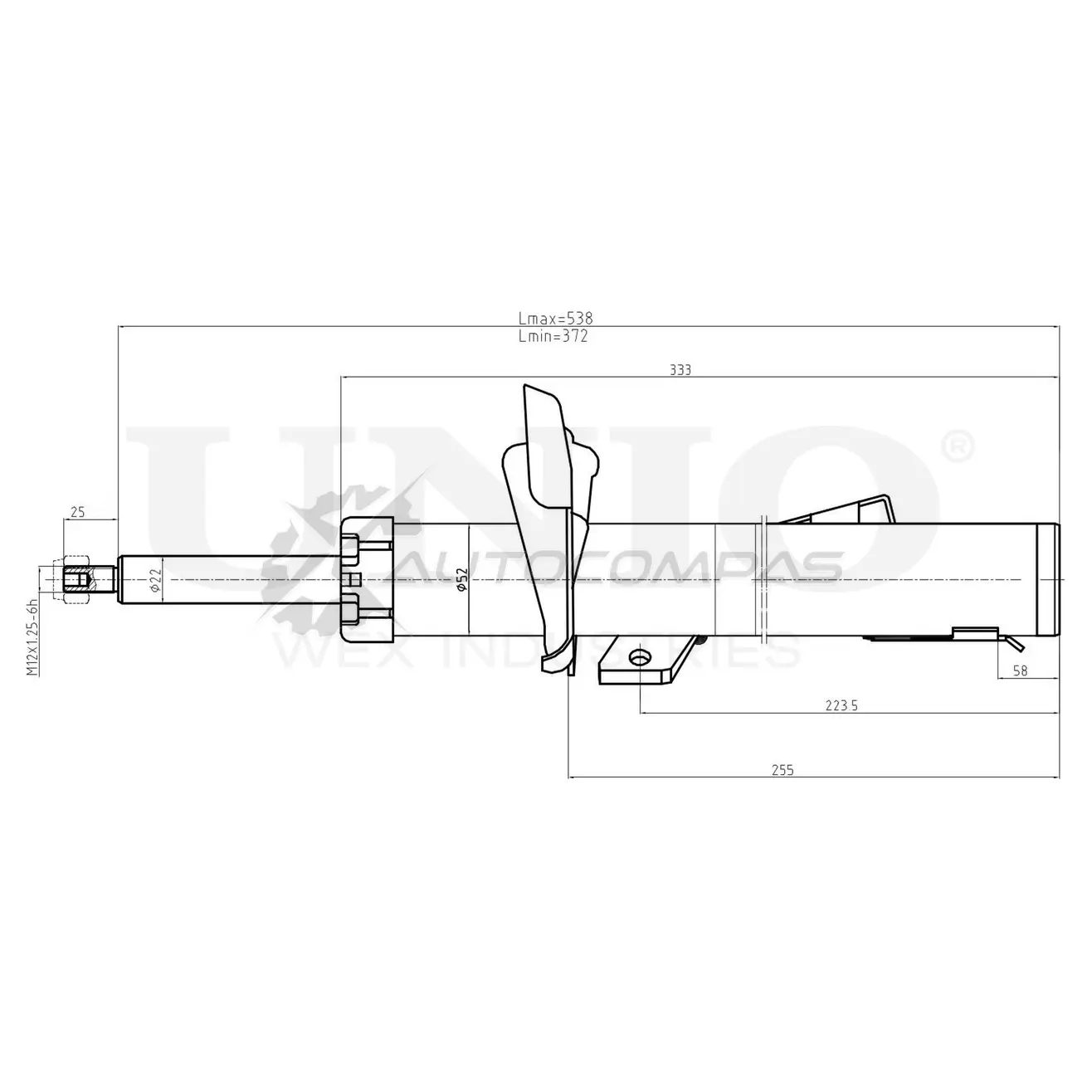 Амортизатор газовый передней подвески правый UNIO M561 H 1441313188 SAB-10169 изображение 0