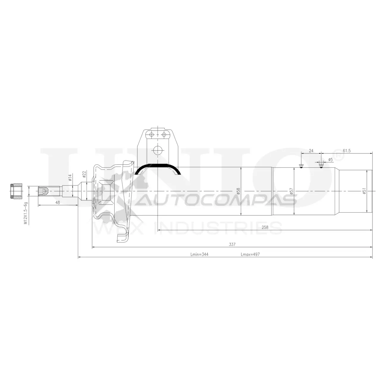 Амортизатор газовый передней подвески правый UNIO SAB-10314 1441313206 L PUSL