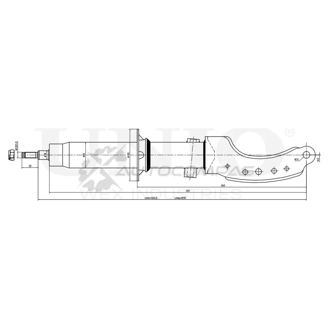 Амортизатор газовый передней подвески правый UNIO SAB-10368 IF 8AU 1441313211