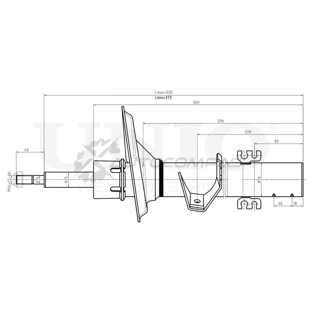 Амортизатор газовый передней подвески правый UNIO 1441313241 ZM YXCZ SAB-10225