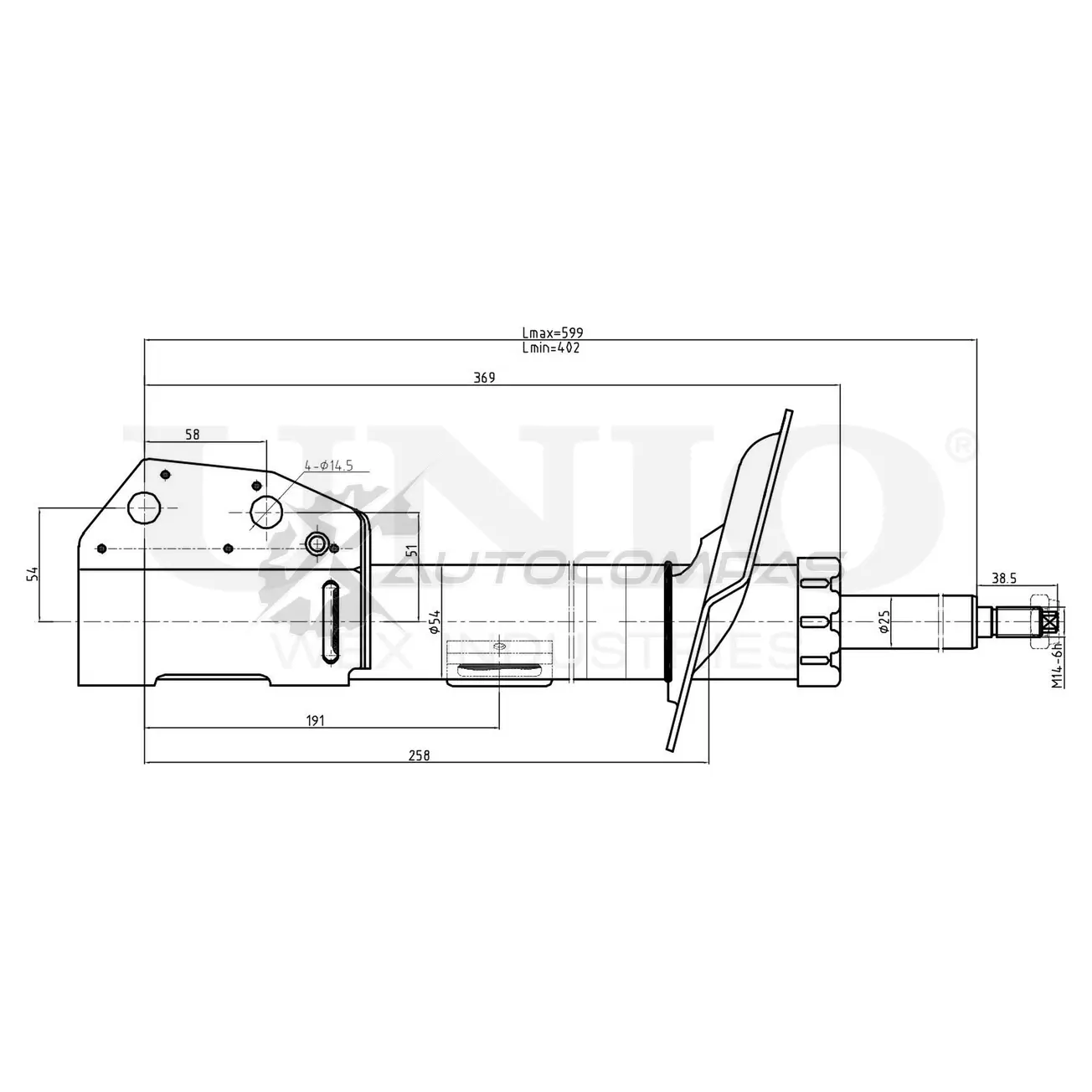 Амортизатор газовый передней подвески правый UNIO 46P LSB 1441313256 SAB-10219
