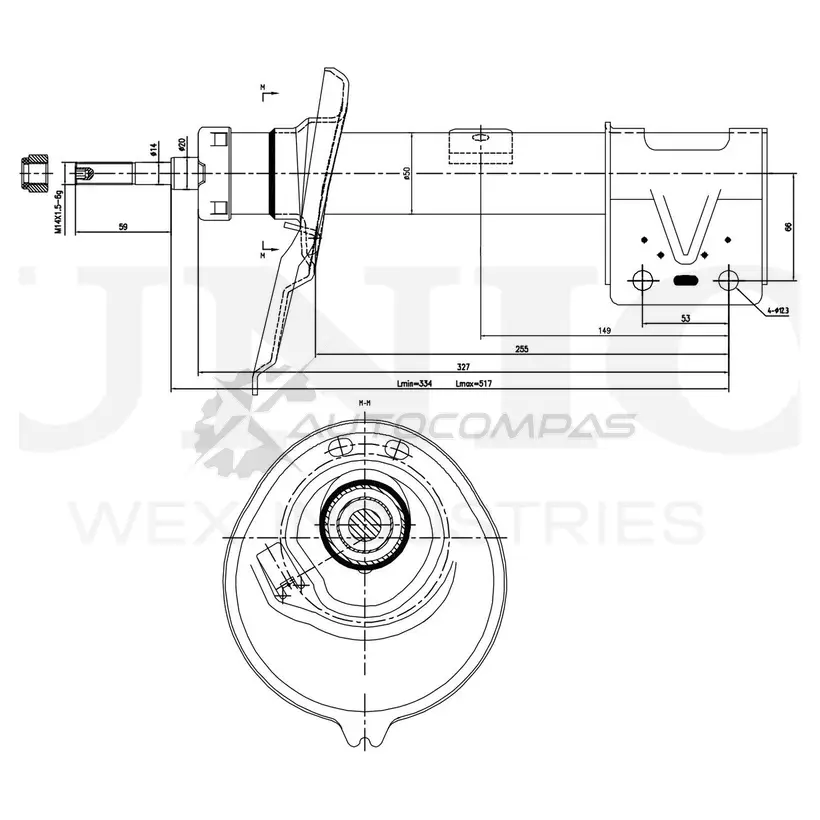 Амортизатор газовый передней подвески правый UNIO 1441313261 PUP 6G SAB-10350