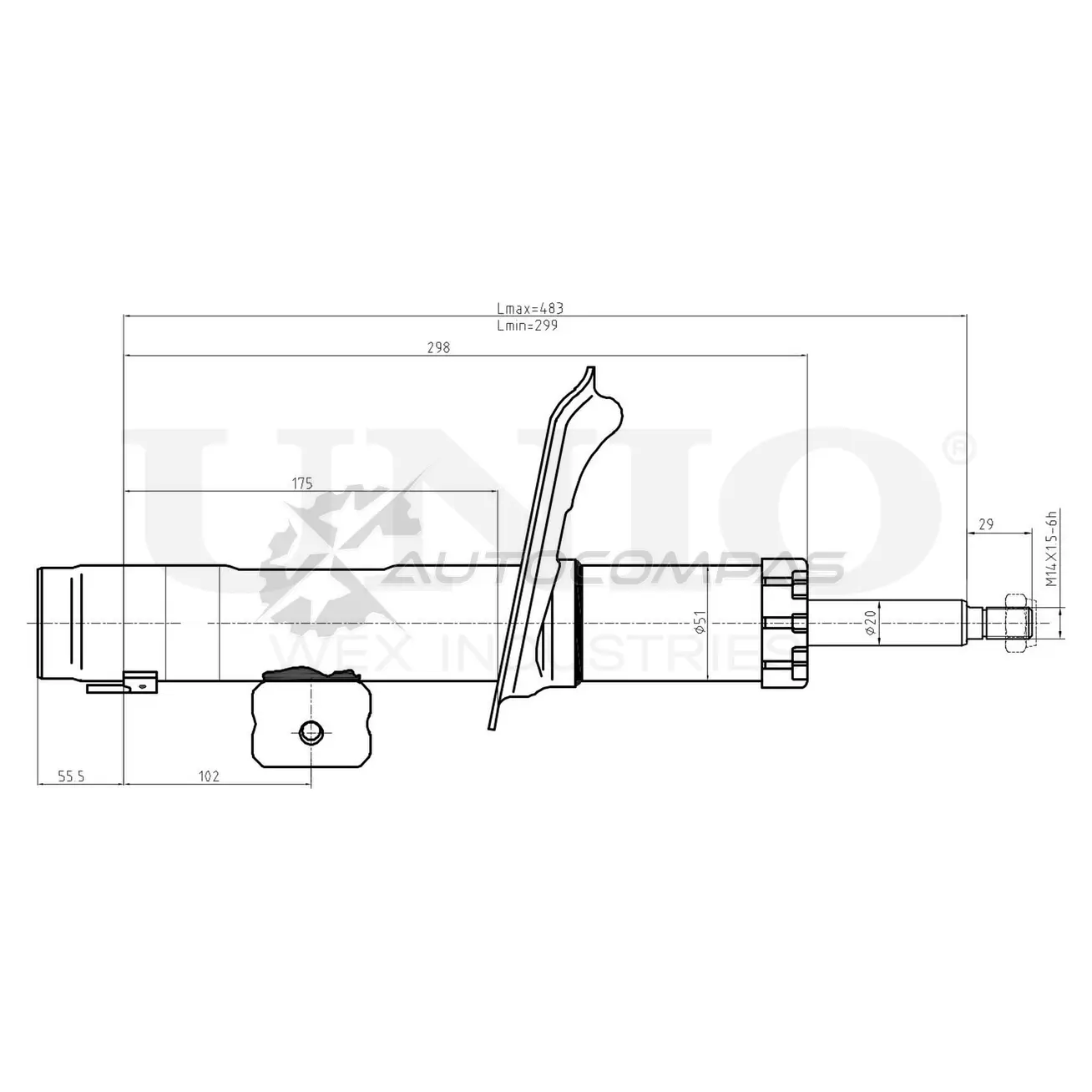 Амортизатор газовый передней подвески правый UNIO 7DX1 EV 1441313279 SAB-10283