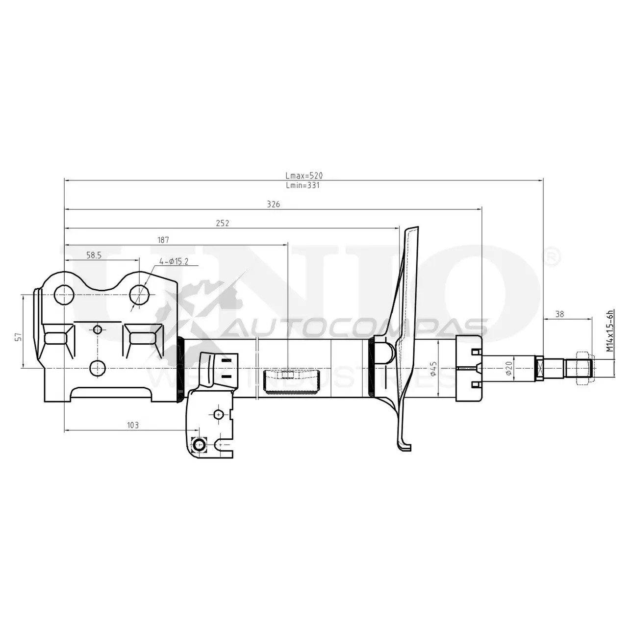 Амортизатор газовый передней подвески правый UNIO SAB-10167 GI 032 1441313282