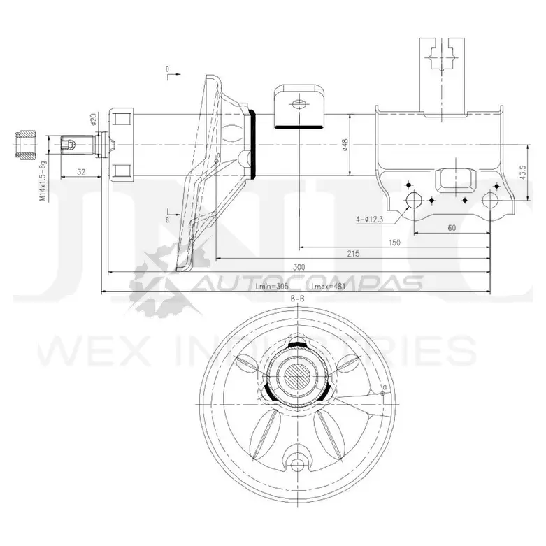 Амортизатор газовый передней подвески правый UNIO WZ5 X4 1441313284 SAB-10323